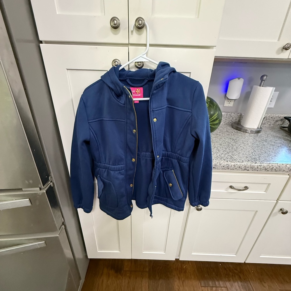 Pink Platinum Navy Hooded Puffer Jacket for Kids